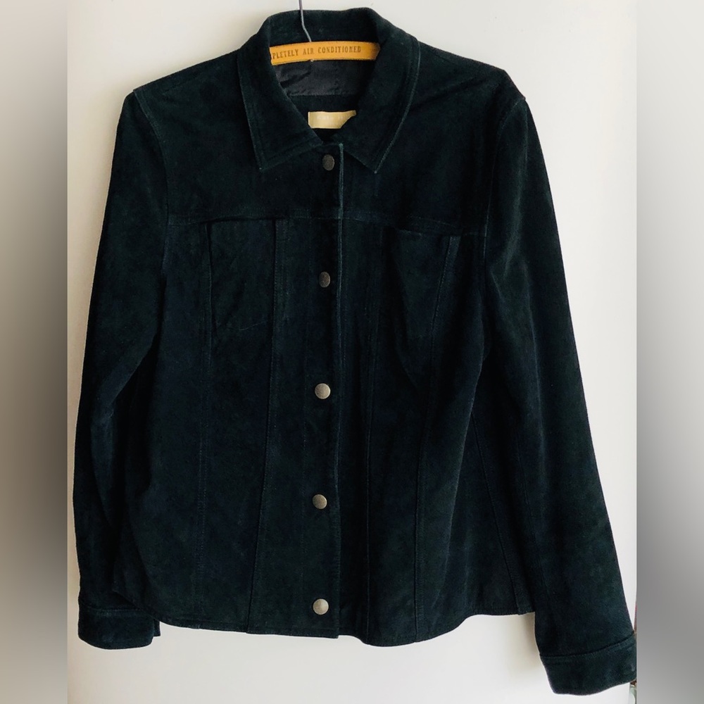 Kate Hill Casual Midnight Blue Leather Jacket size 10